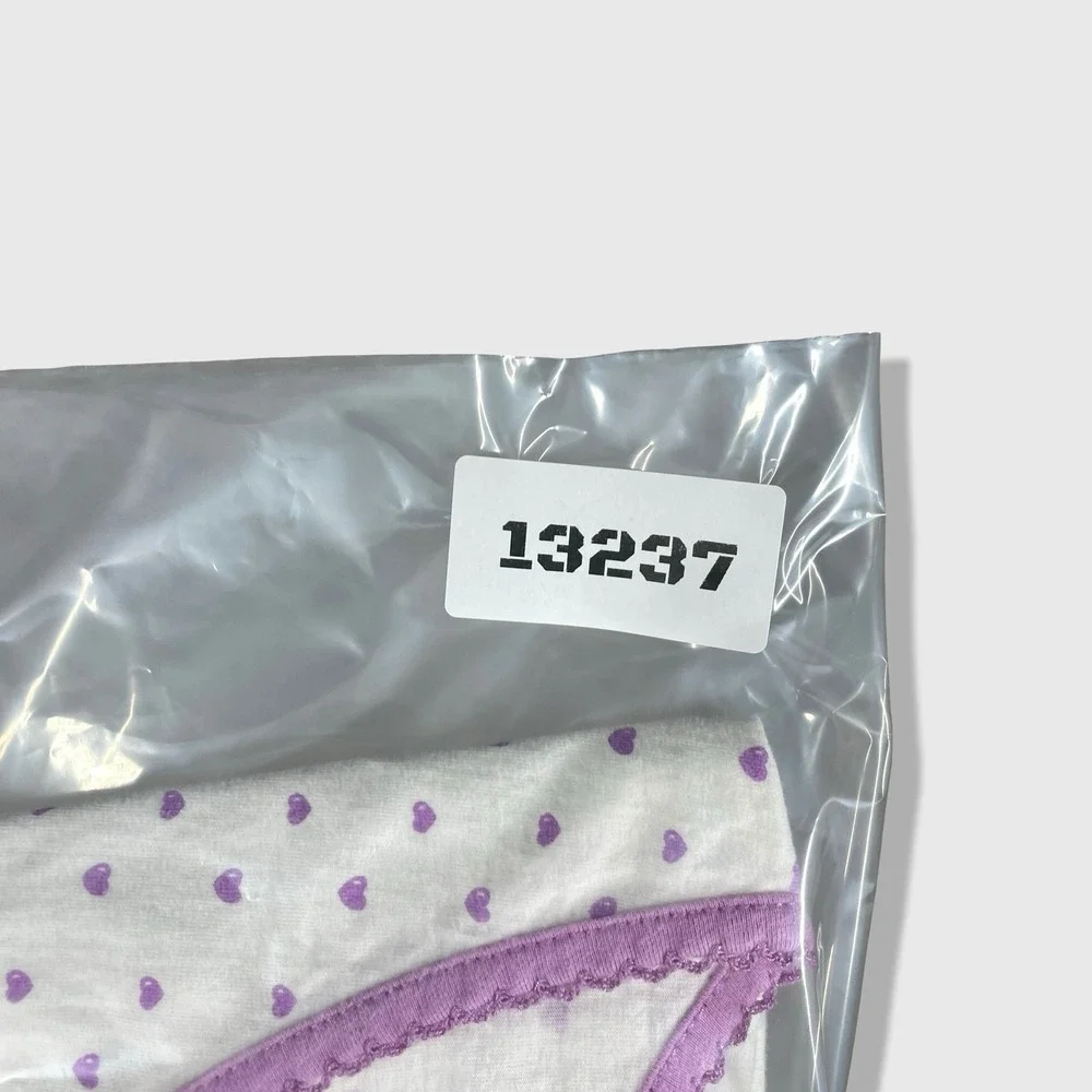 Summer Heart Print Top Girls XL Fits Women S White Purple Y2K Coquette Soft Girl